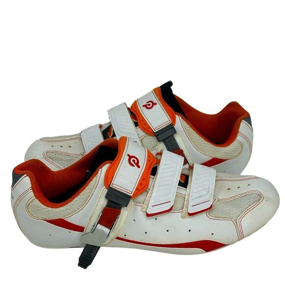 Men’s Peloton Biking Cycle Shoes - WHITE & ORANGE - Picture 2 of 16